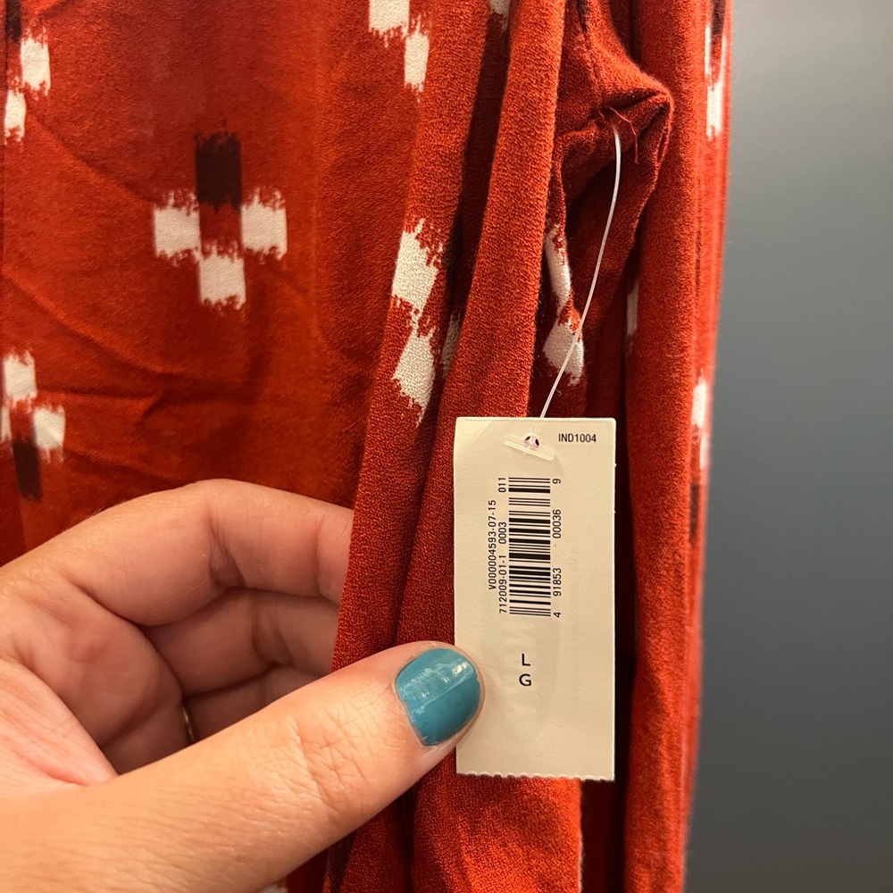 NWT Long Sleeved Old Navy High-Lo Red Shirt Dress; Size Large Old Navy Red Dress - Picture 7 of 10
